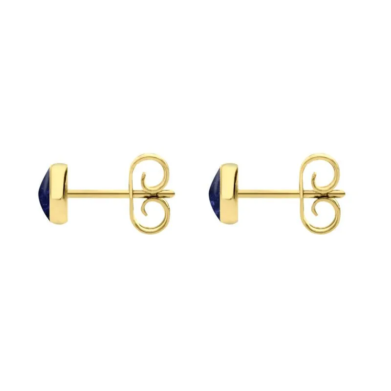 9ct Yellow Gold Sodalite 5mm Classic Small Round Stud Earrings