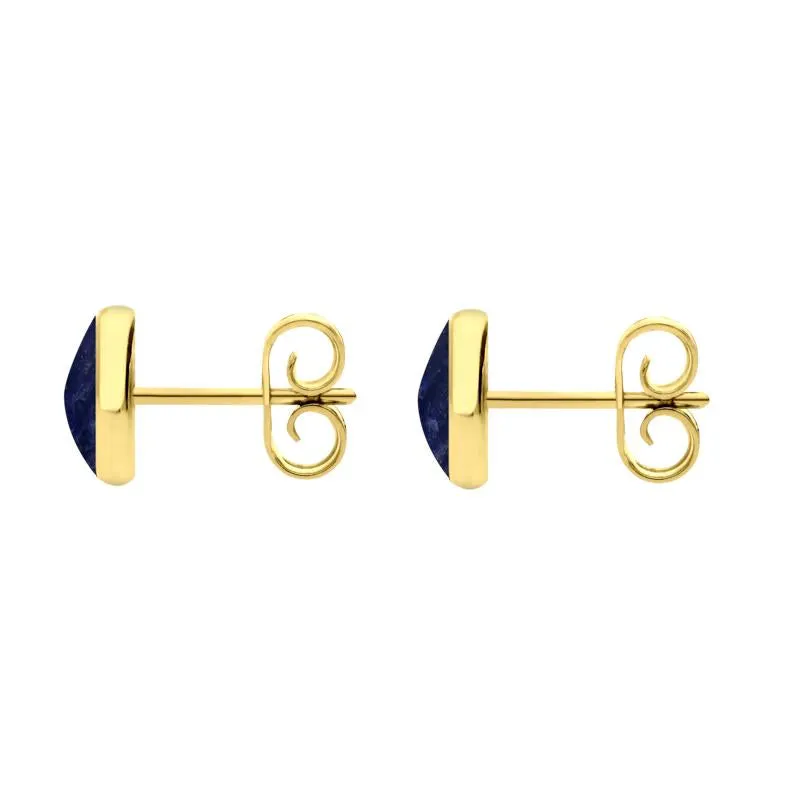 9ct Yellow Gold Sodalite 6mm Classic Medium Round Stud Earrings