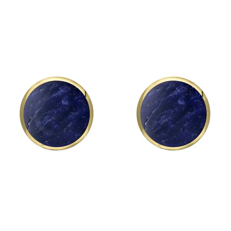 9ct Yellow Gold Sodalite 6mm Classic Medium Round Stud Earrings