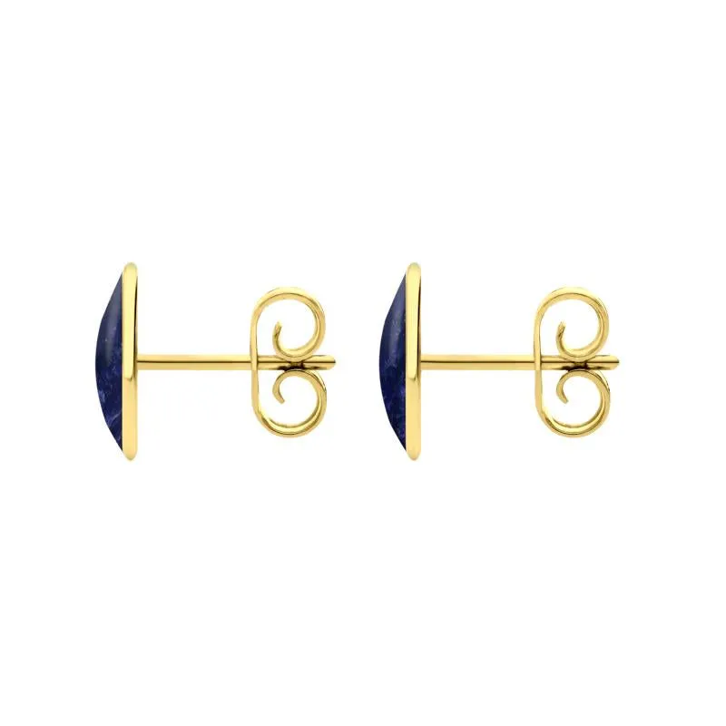 9ct Yellow Gold Sodalite 8 x 10mm Classic Large Oval Stud Earrings