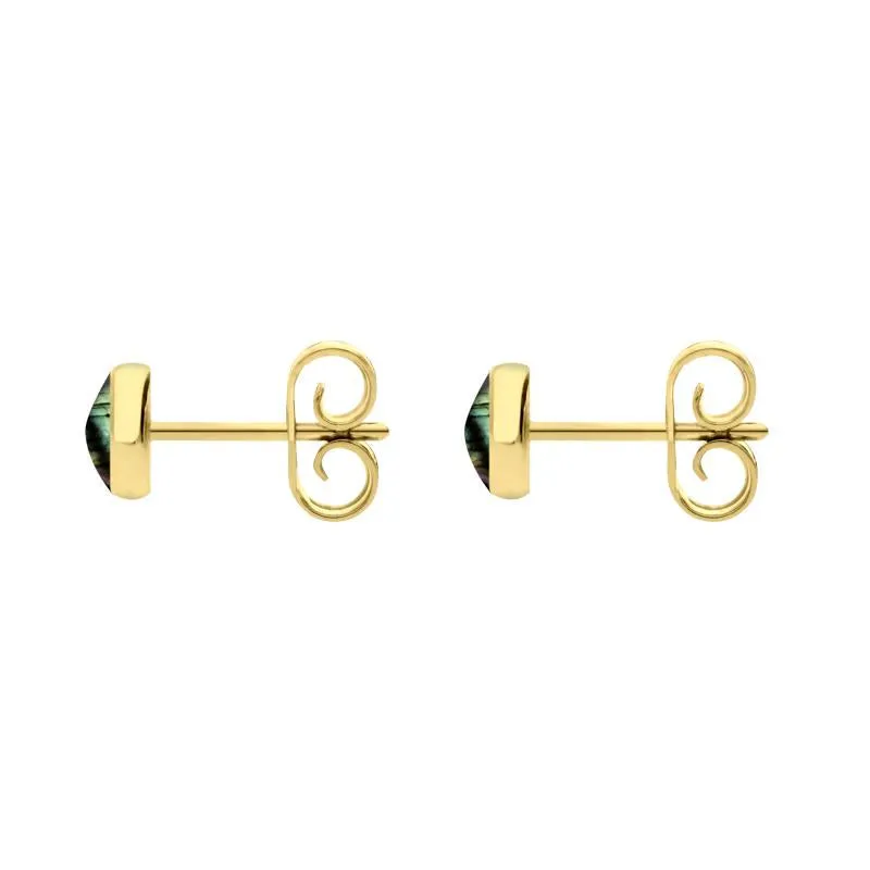9ct Yellow Gold Spectrolite 5mm Classic Small Round Stud Earrings