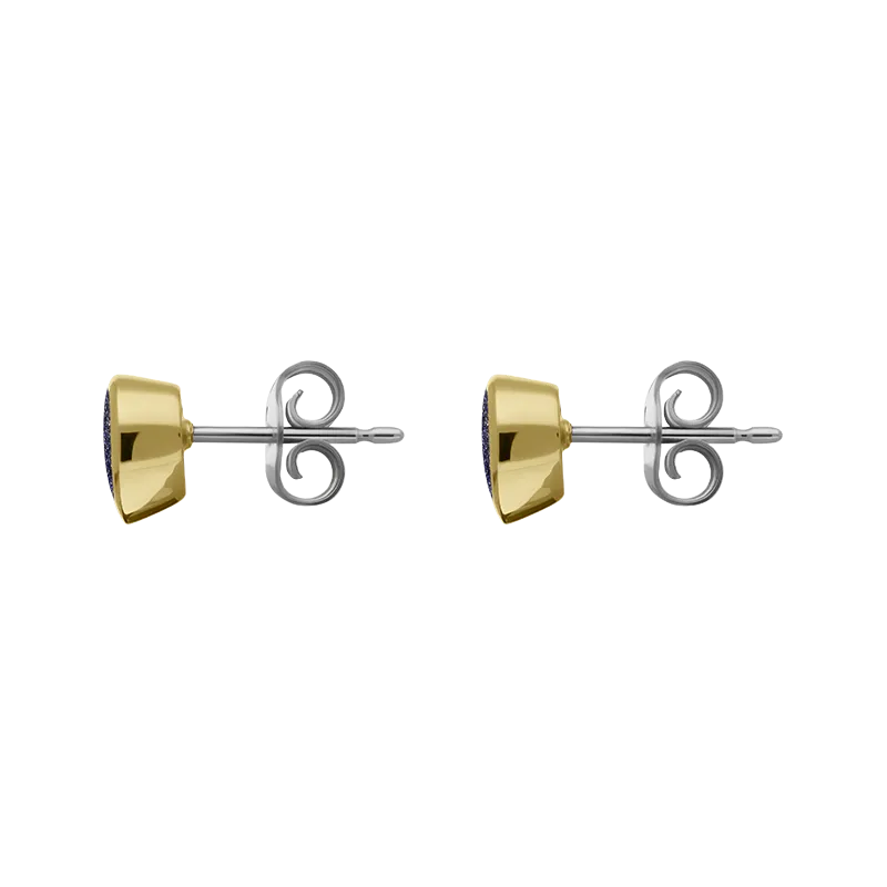 9ct Yellow Gold Sterling Silver Blue Goldstone Stepping Stones 5x7mm Pear Stud Earrings