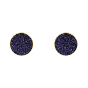 9ct Yellow Gold Sterling Silver Blue Goldstone Stepping Stones Bead Cup Stud Earrings