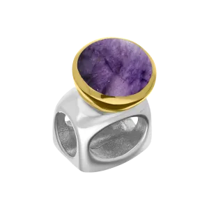 9ct Yellow Gold Sterling Silver Blue John Stepping Stones 5mm Round Charm