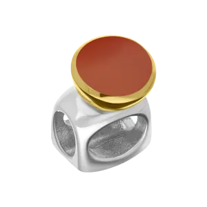 9ct Yellow Gold Sterling Silver Carnelian Stepping Stones 5mm Round Charm