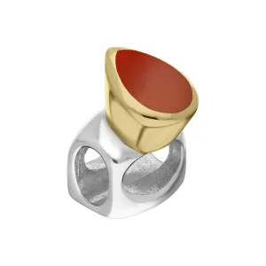 9ct Yellow Gold Sterling Silver Carnelian Stepping Stones 5x7mm Pear-shaped Charm