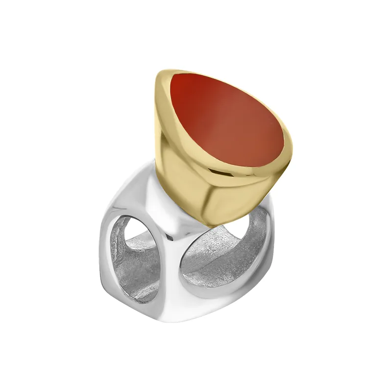 9ct Yellow Gold Sterling Silver Carnelian Stepping Stones 5x7mm Pear-shaped Charm