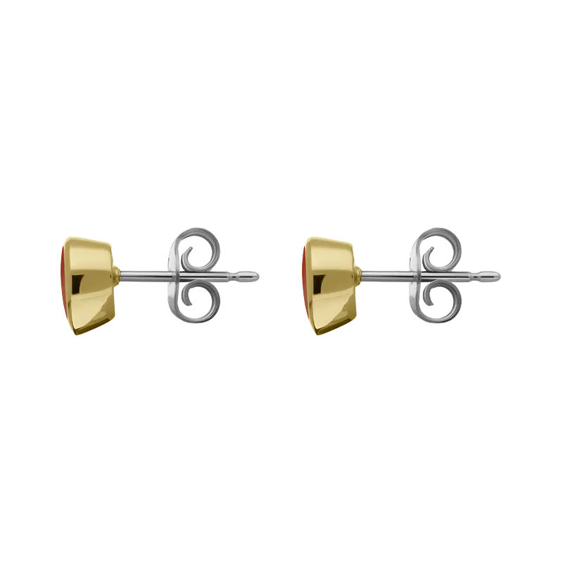 9ct Yellow Gold Sterling Silver Carnelian Stepping Stones 5x7mm Pear Stud Earrings