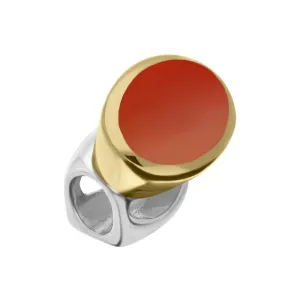 9ct Yellow Gold Sterling Silver Carnelian Stepping Stones 6x8mm Oval Charm