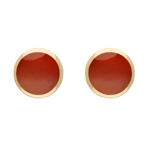 9ct Yellow Gold Sterling Silver Carnelian Stepping Stones Round Stud Earrings