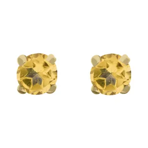 9ct Yellow Gold Sterling Silver Citrine Stepping Stones 5mm Round Claw Set Stud Earrings