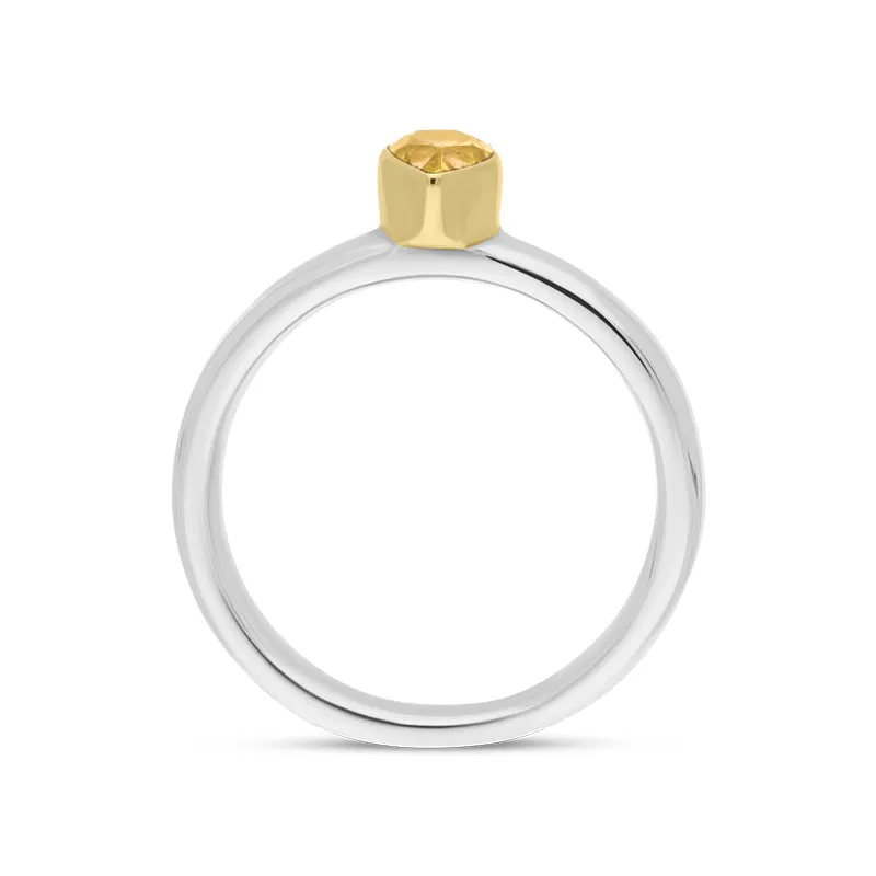 9ct Yellow Gold Sterling Silver Citrine Stepping Stones 5x7mm Pear Cut Bezel Set Ring