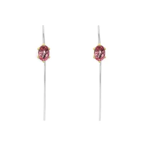 9ct Yellow Gold Sterling Silver Garnet Stepping Stones 4x7mm Oval Claw Set Hook Earrings