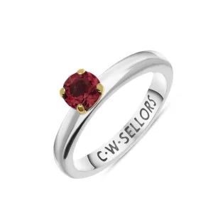 9ct Yellow Gold Sterling Silver Garnet Stepping Stones 5mm Round Claw Set Ring