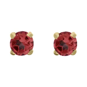 9ct Yellow Gold Sterling Silver Garnet Stepping Stones 5mm Round Claw Set Stud Earrings