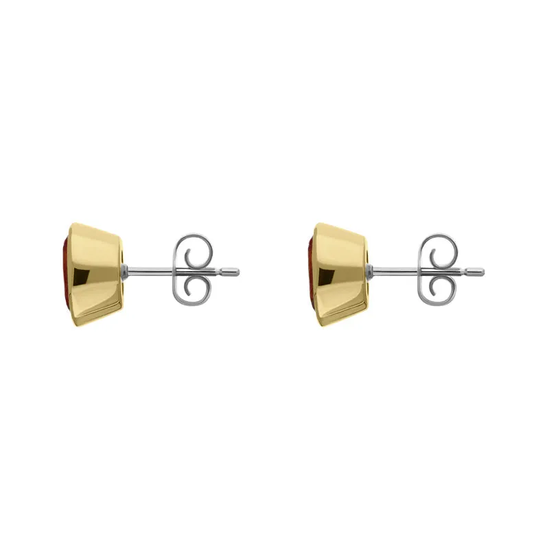 9ct Yellow Gold Sterling Silver Garnet Stepping Stones 6x8mm Oval Stud Earrings