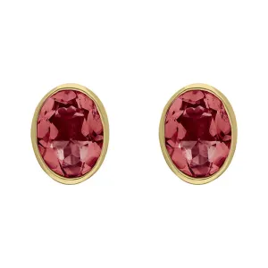 9ct Yellow Gold Sterling Silver Garnet Stepping Stones 6x8mm Oval Stud Earrings