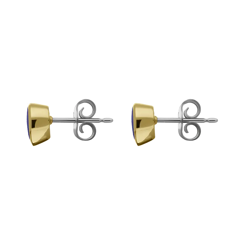 9ct Yellow Gold Sterling Silver Lapis Lazuli Stepping Stones 5x7mm Pear Stud Earrings