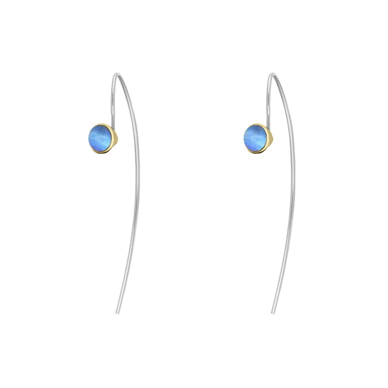 9ct Yellow Gold Sterling Silver Moonstone Stepping Stones 5mm Round Hook Earrings