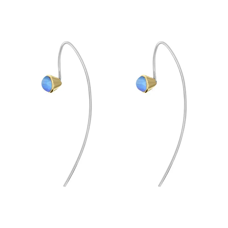 9ct Yellow Gold Sterling Silver Moonstone Stepping Stones 5mm Round Hook Earrings