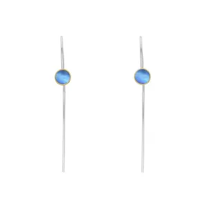 9ct Yellow Gold Sterling Silver Moonstone Stepping Stones 5mm Round Hook Earrings