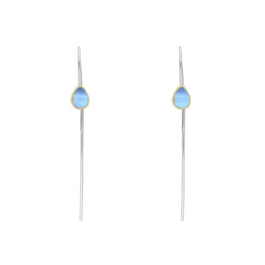 9ct Yellow Gold Sterling Silver Moonstone Stepping Stones 5x7mm Pear Drop Hook Earrings