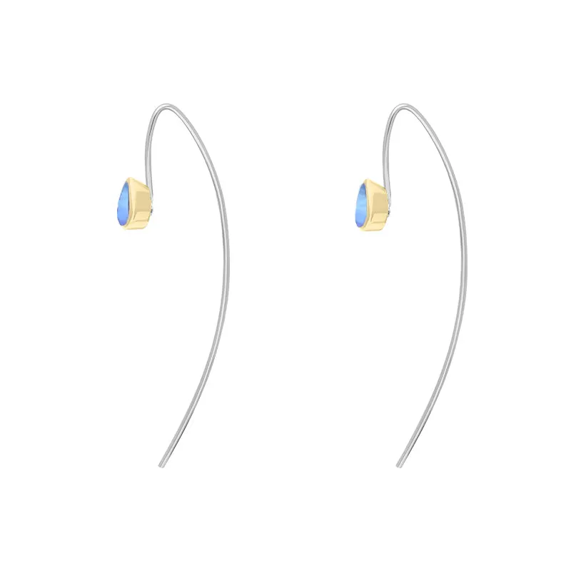 9ct Yellow Gold Sterling Silver Moonstone Stepping Stones 5x7mm Pear Drop Hook Earrings