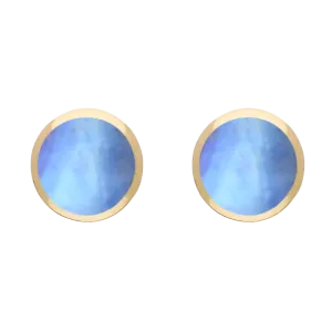 9ct Yellow Gold Sterling Silver Moonstone Stepping Stones Round Stud Earrings