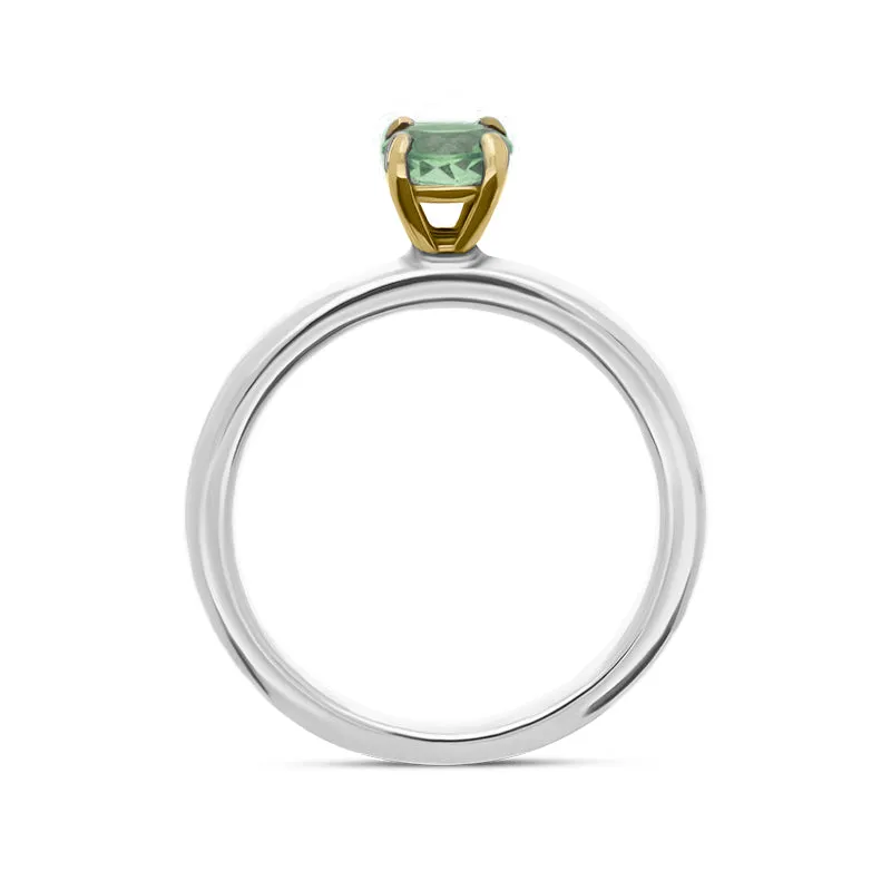 9ct Yellow Gold Sterling Silver Peridot Stepping Stones 5mm Round Claw Set Ring