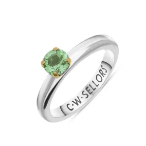 9ct Yellow Gold Sterling Silver Peridot Stepping Stones 5mm Round Claw Set Ring