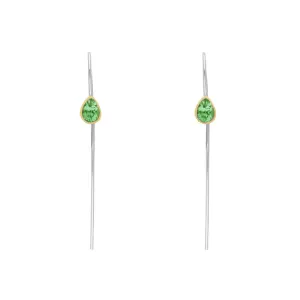 9ct Yellow Gold Sterling Silver Peridot Stepping Stones 5x7mm Pear Drop Hook Earrings