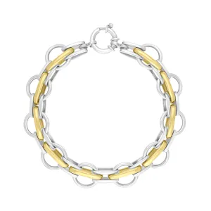 9ct Yellow Gold Sterling Silver Round Link Handmade Bracelet D