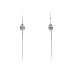 9ct Yellow Gold Sterling Silver Topaz Stepping Stones 5x7mm Pear Drop Hook Earrings