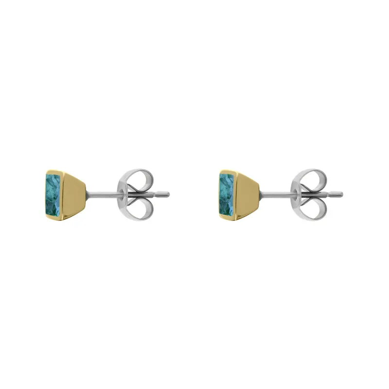 9ct Yellow Gold Sterling Silver Topaz Stepping Stones Square Stud Earrings