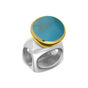 9ct Yellow Gold Sterling Silver Turquoise Stepping Stones 5mm Round Charm