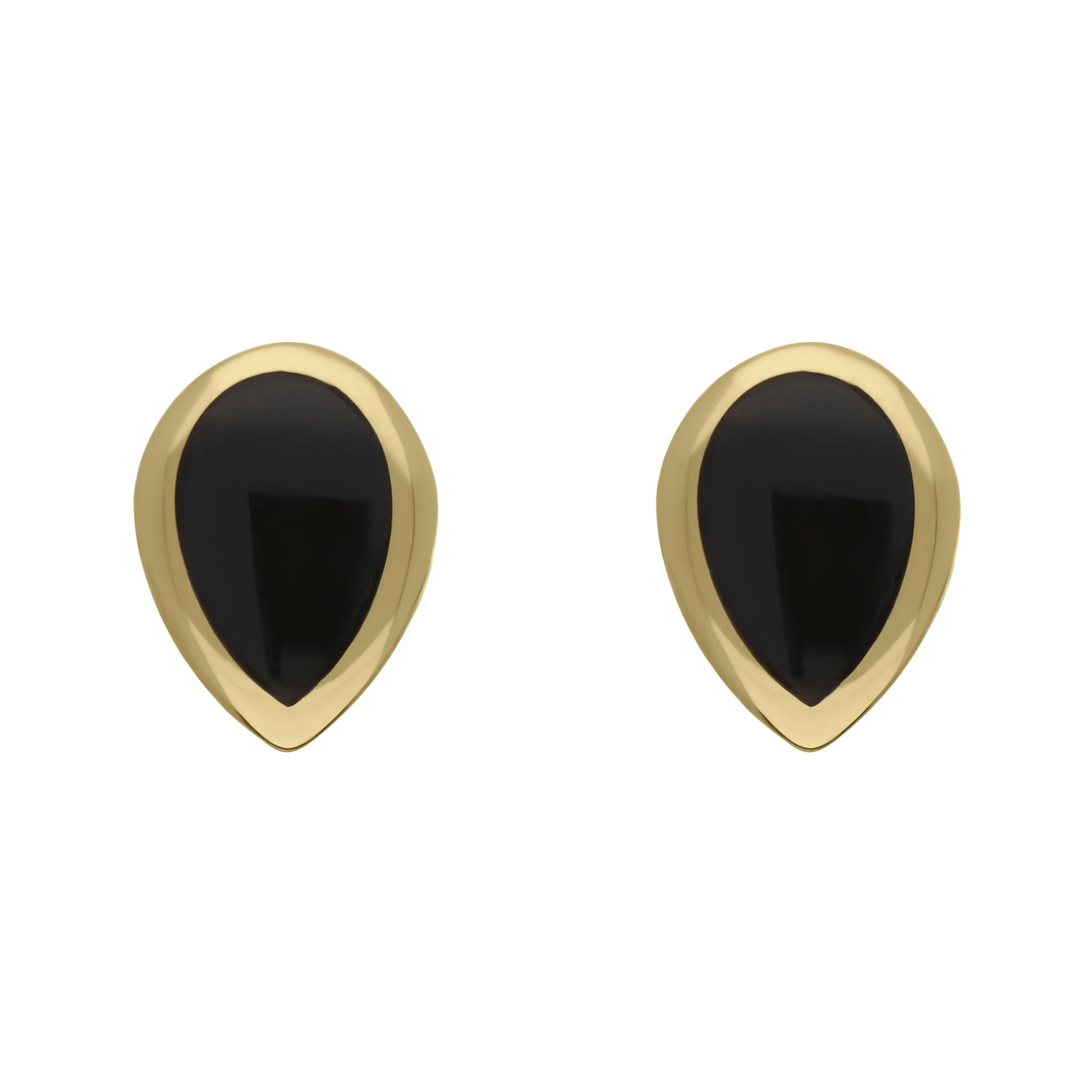 9ct Yellow Gold Sterling Silver Whitby Jet Stepping Stones 5x7mm Pear Stud Earrings