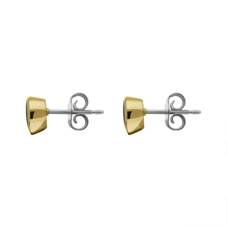 9ct Yellow Gold Sterling Silver Whitby Jet Stepping Stones 5x7mm Pear Stud Earrings