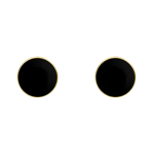 9ct Yellow Gold Sterling Silver Whitby Jet Stepping Stones Bead Cup Stud Earrings