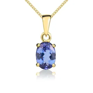 9ct Yellow Gold Tanzanite 7x5mm Oval Claw Set Pendant
