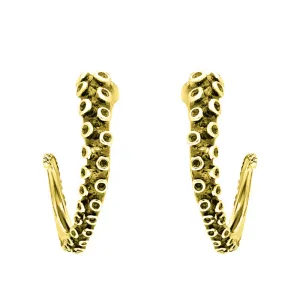 9ct Yellow Gold Tentacle Hoop Earrings
