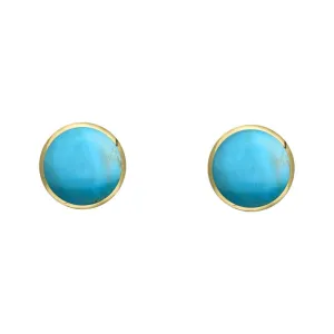 9ct Yellow Gold Turquoise 4mm Classic Small Round Stud Earrings