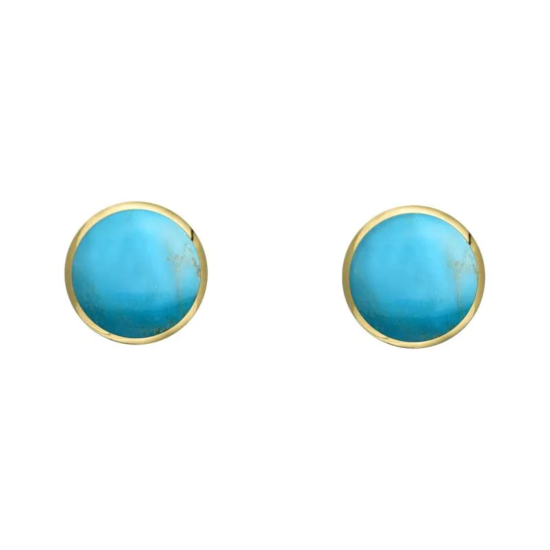 9ct Yellow Gold Turquoise 4mm Classic Small Round Stud Earrings