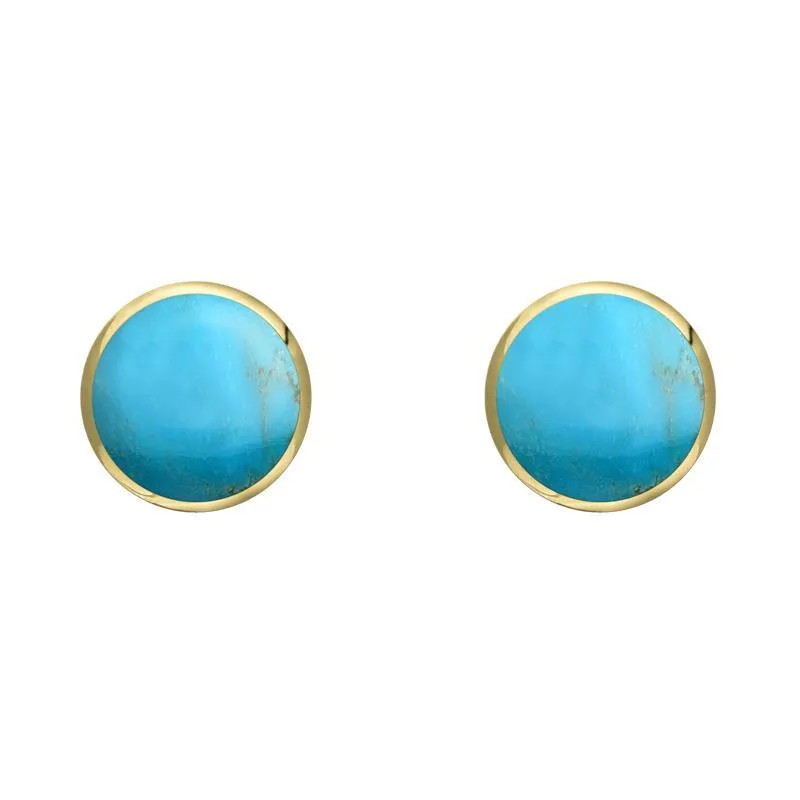 9ct Yellow Gold Turquoise 5mm Classic Small Round Stud Earrings