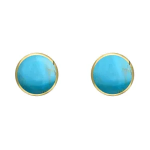 9ct Yellow Gold Turquoise 5mm Classic Small Round Stud Earrings