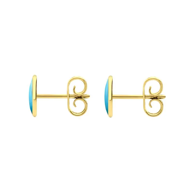 9ct Yellow Gold Turquoise 7 x 5mm Classic Small Oval Stud Earrings