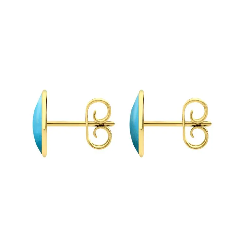 9ct Yellow Gold Turquoise 8 x 10mm Classic Large Oval Stud Earrings