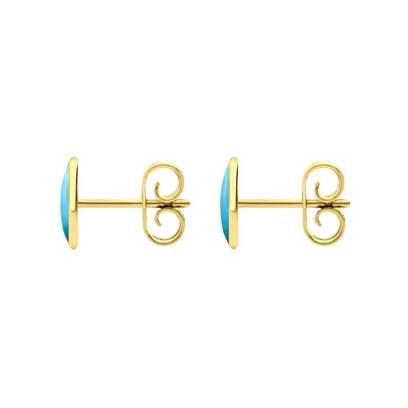 9ct Yellow Gold Turquoise 8 x 6mm Classic Medium Oval Stud Earrings