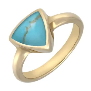 9ct Yellow Gold Turquoise Curved Triangle Ring