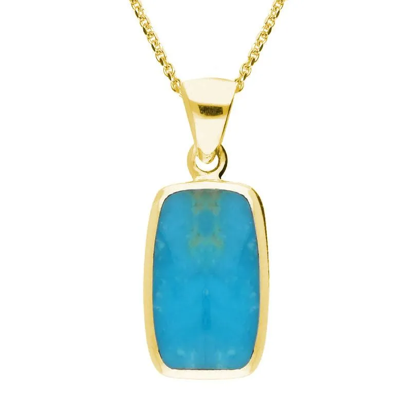 9ct Yellow Gold Turquoise Dinky Barrel Necklace