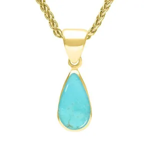 9ct Yellow Gold Turquoise Dinky Pear Necklace